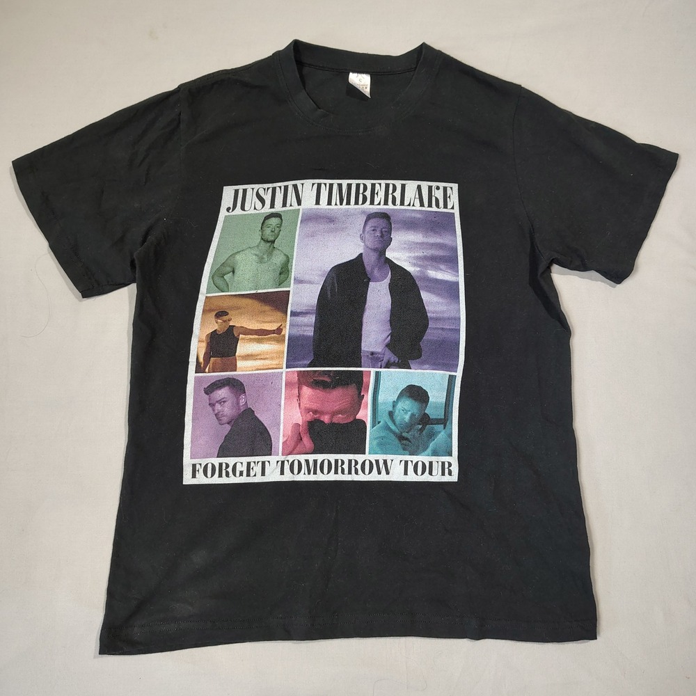 Justin Timberlake Shirt Small Black Forget Tomorrow Tour Cotton Graphic
